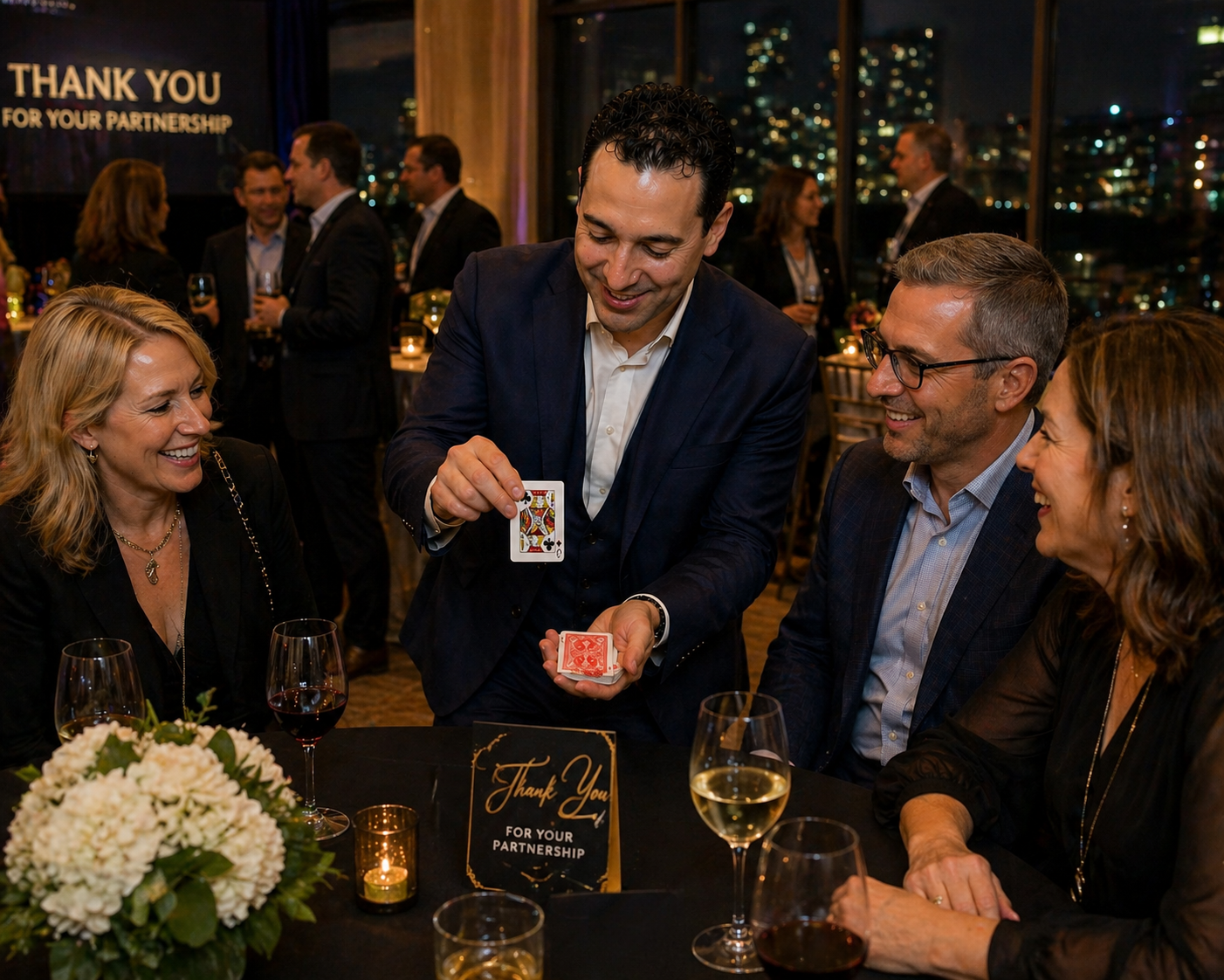 Magic Manny performing close-up magic for Client Appreciation Event Entertainment in Minneapolis