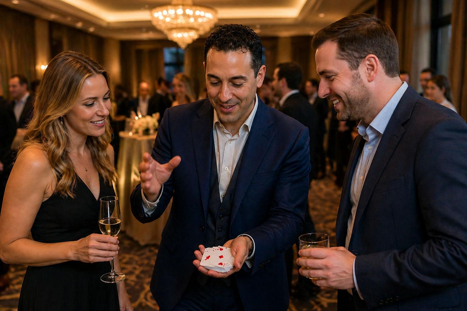 Magic Manny performing close-up magic for Cocktail Reception Magician in Minneapolis