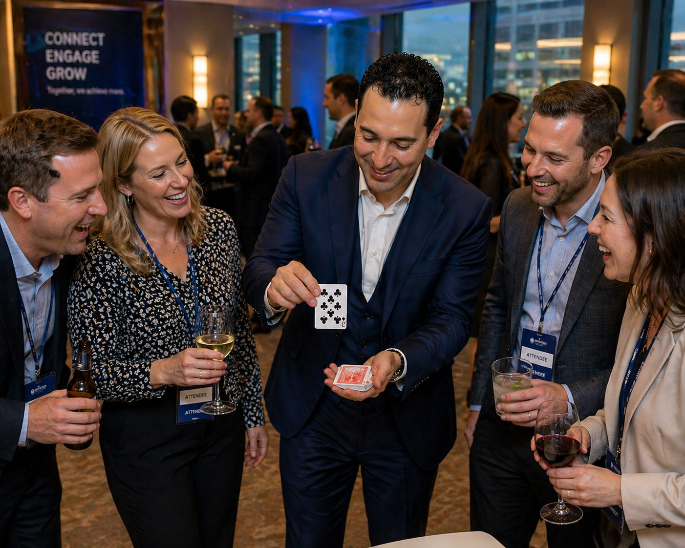 Magic Manny performing close-up magic for Icebreaker Entertainment for Corporate Events in Minneapolis